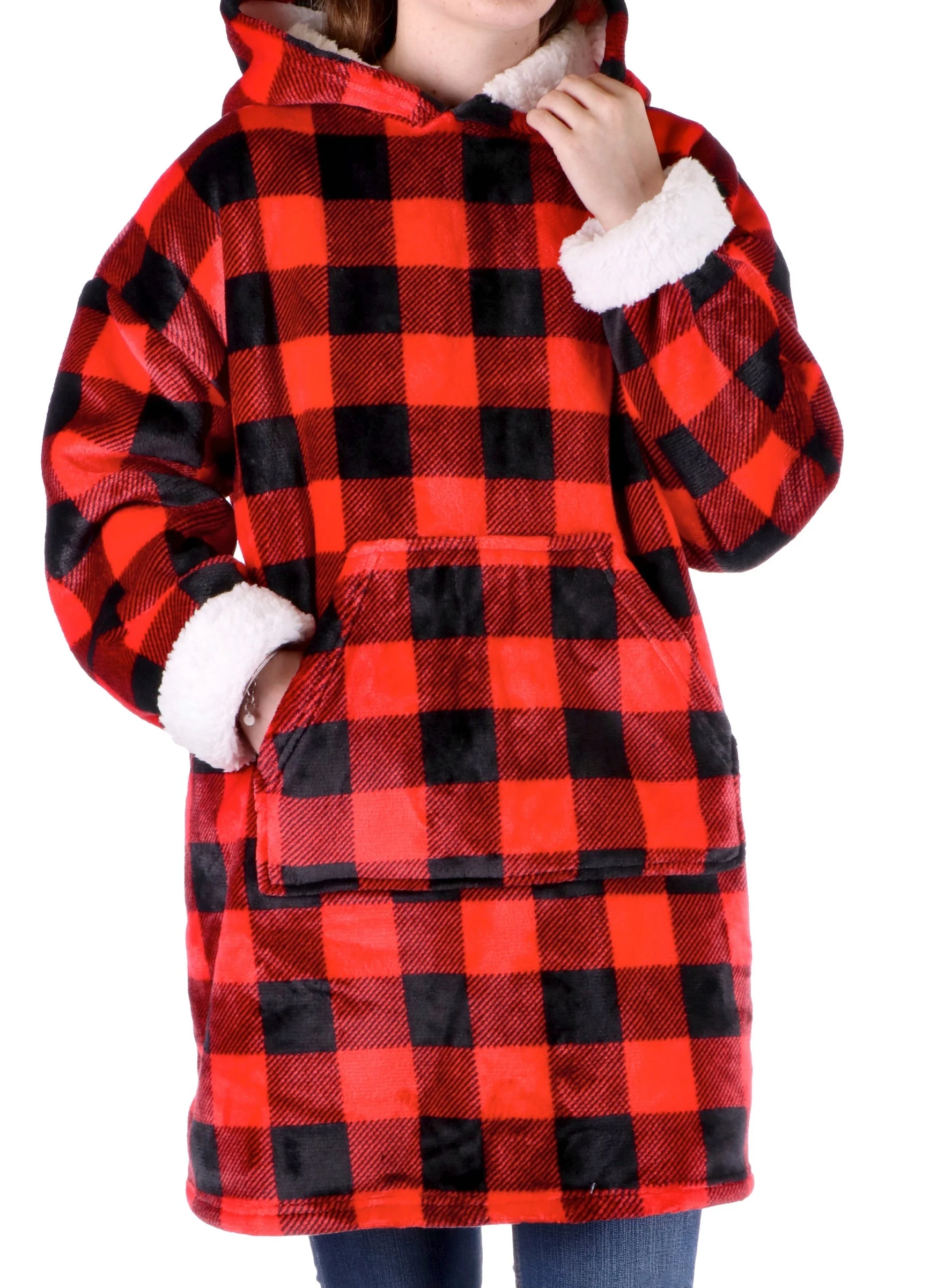 Ad Trend Felpa Natale Plaid Flanella Sherpa Ass. Bianco Rosso 1 Pz