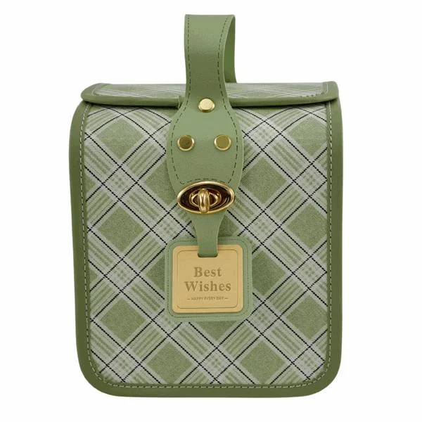 L'Arcolaio Bauletto Quadrato Medio Vintage Green 16,3x16,3x17,5 cm