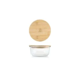 CONTENITORE VETRO TONDO COPERCHIO BAMBU' 390 ML