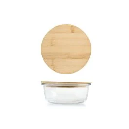 CONTENITORE VETRO TONDO COPERCHIO BAMBU' 640 ML