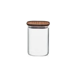 BARATTOLO BOROSILICATO QUADRATO TAPPO LEGNO 1,10 L