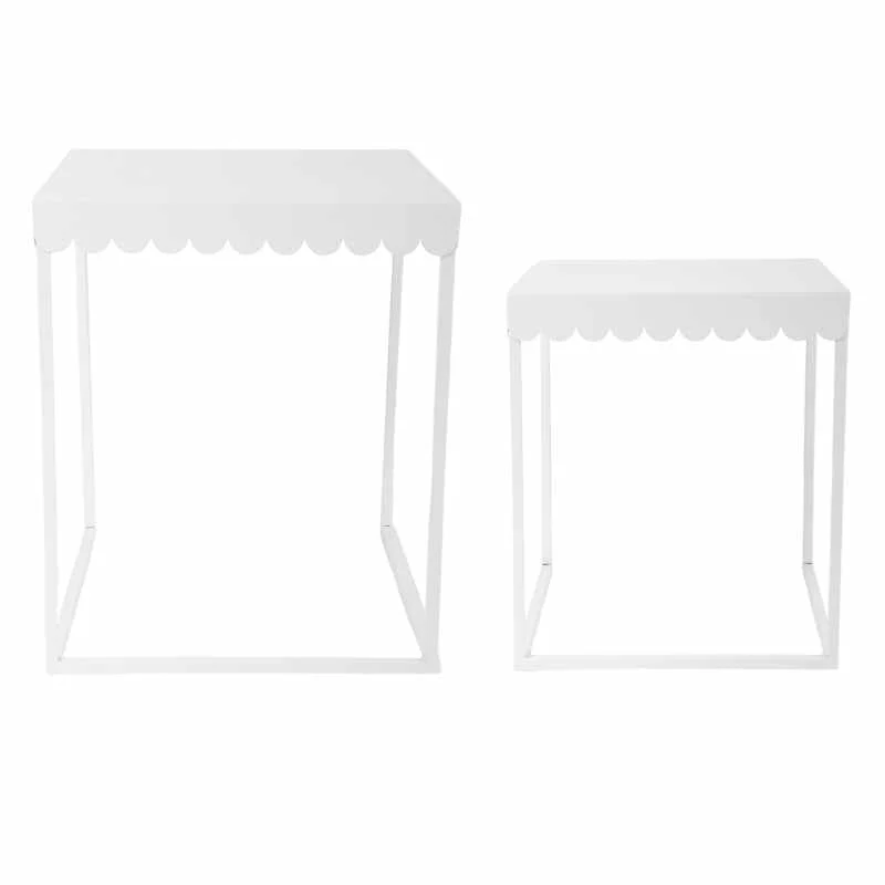 ARPIMEX Set 2 Tavolini Metallo H 49 / 40 Cm White