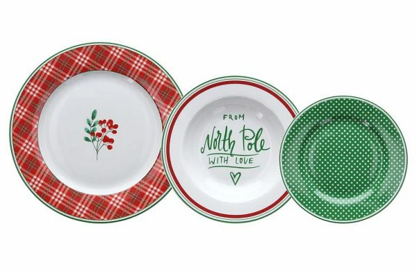 Tognana Servizio Natale Tavola Atollo North Pole 18 Pz Rosso Verde