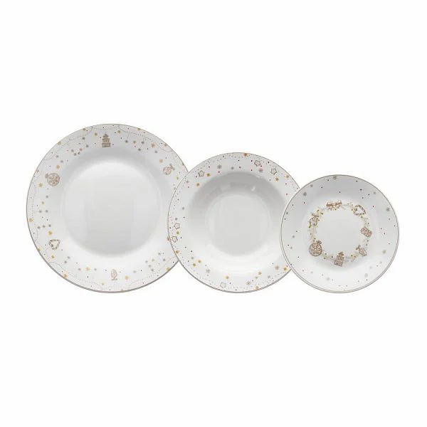 Tognana Servizio Natale Tavola Atollo StarLight 18 Pz Bianco Oro