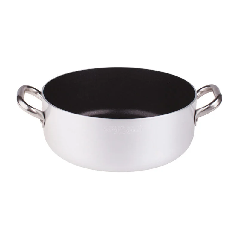 AGNELLI Casseruola Bassa Antiaderente con 2 Maniglie Inox D 28 cm