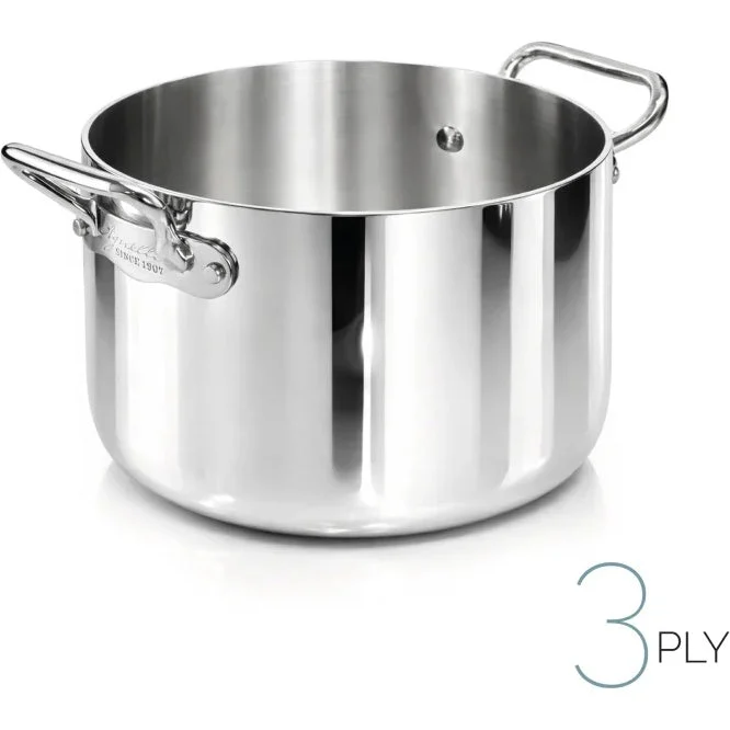 AGNELLI Casseruola Alta Aluinox 3ply 2 Manici Inox Lucido 20x14 Cm