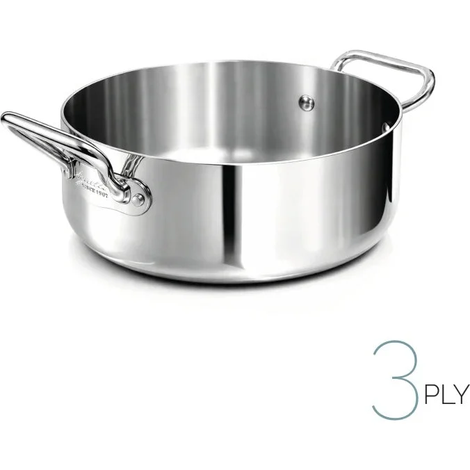 AGNELLI Casseruola Bassa Aluinox 3Ply Inox Lucido 24x9,5 Cm 2 Manici