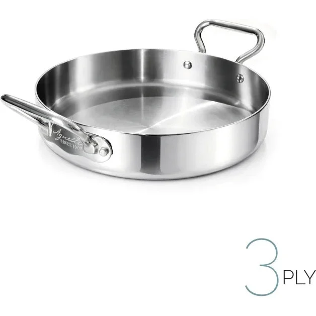 AGNELLI Tegame Aluinox 3PLY con 2 Manici Inox 28x6 Cm