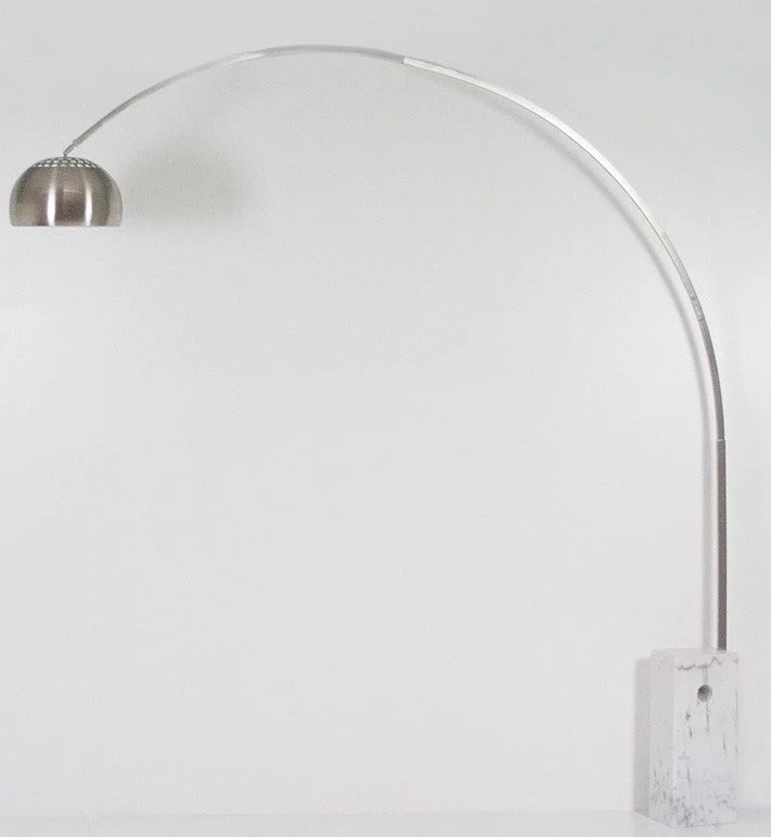 SIGERICO Lampada da Terra Base Marmo Bianco Paralume Satinato