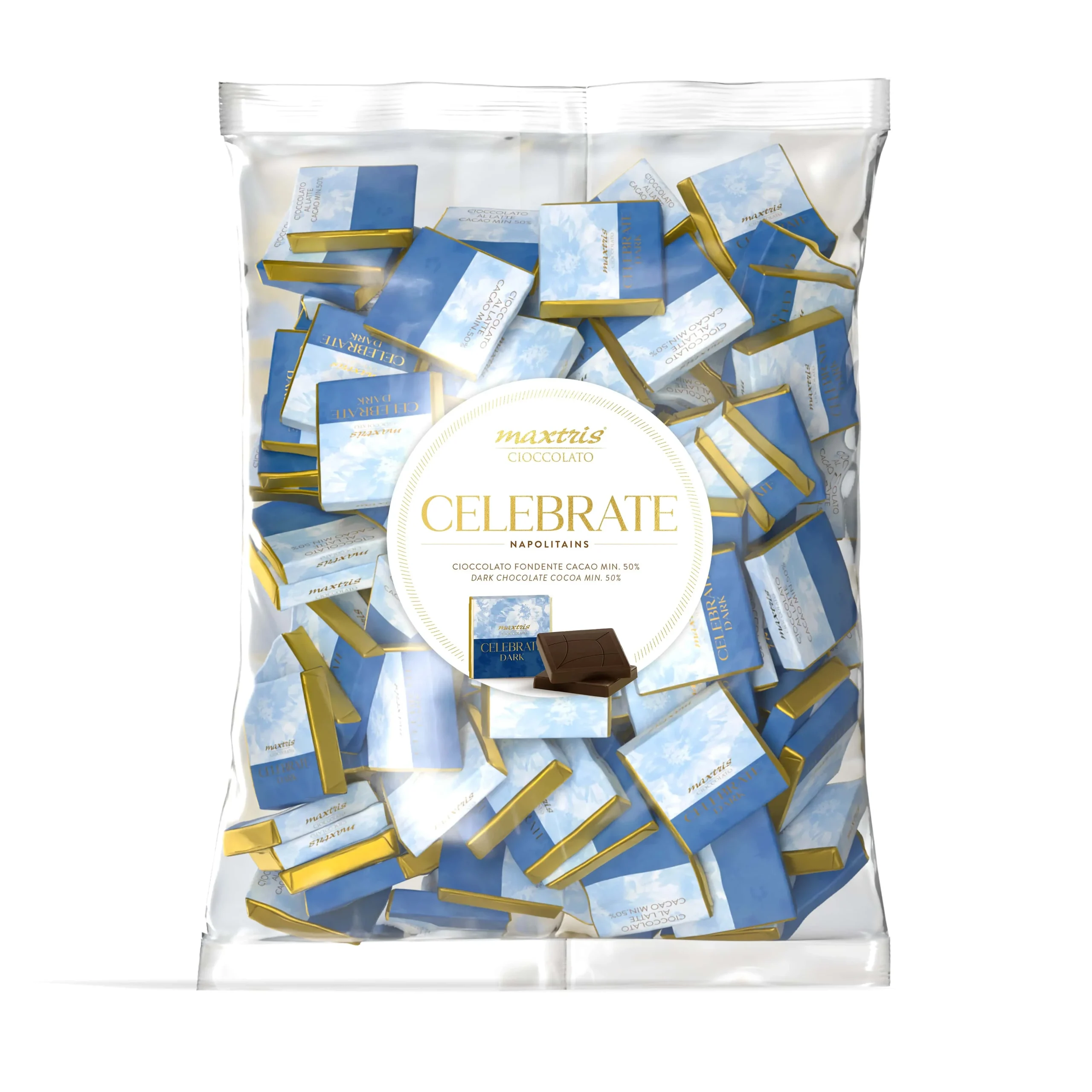 Maxtris Celebrate Napolitains Mini Tavolette Cioccolato Fondente Dark Celeste 1 Kg