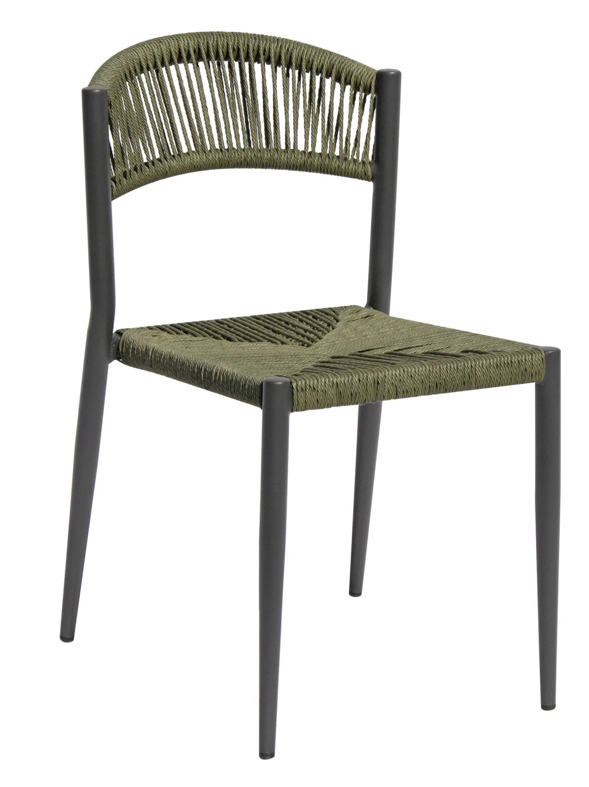 Moia Greenwood Sedia Milano Alluminio Grigio Corda Verde Impilabile