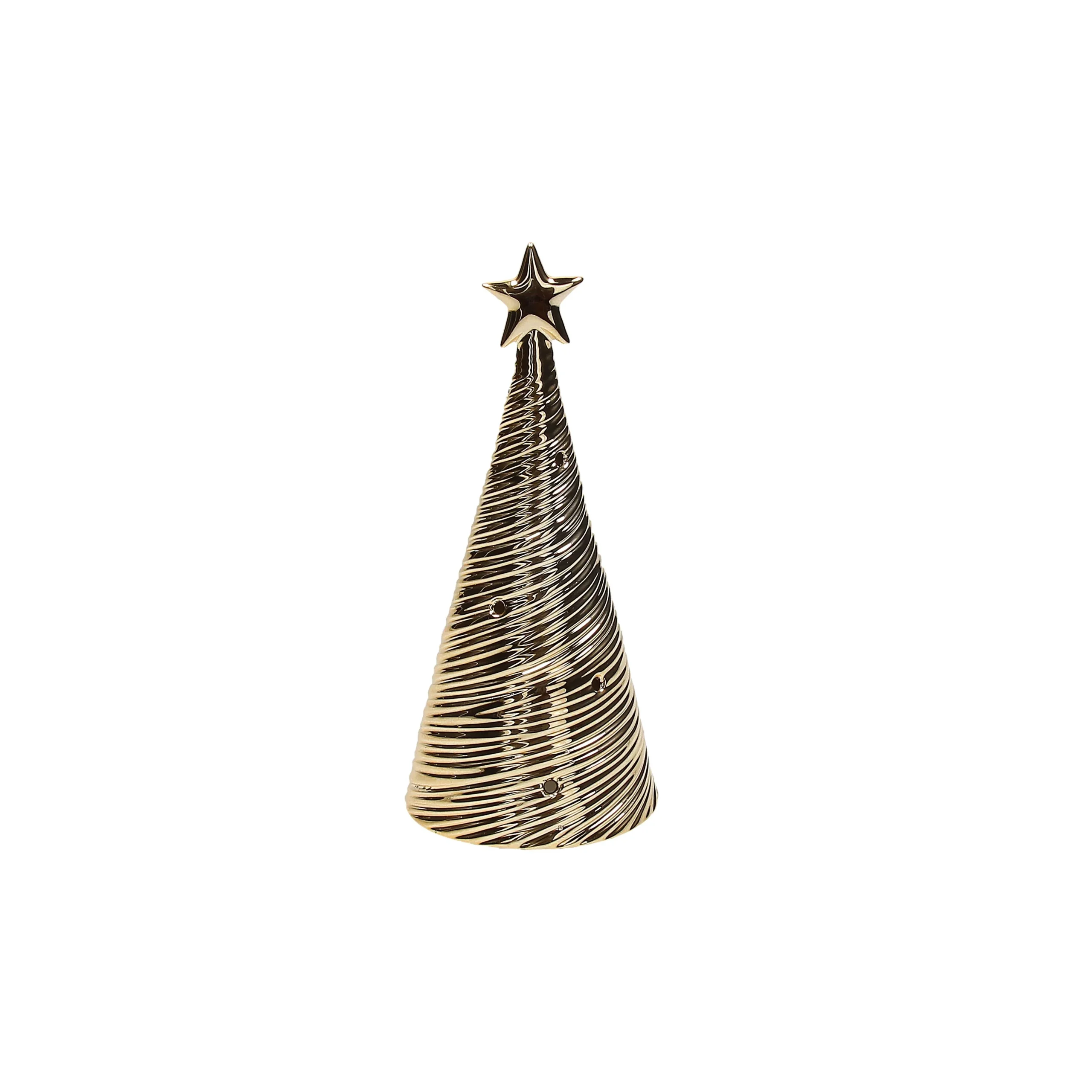 Tognana Albero Natale Conico con Led H 20 Cm Christmas Texture Porcellana Oro