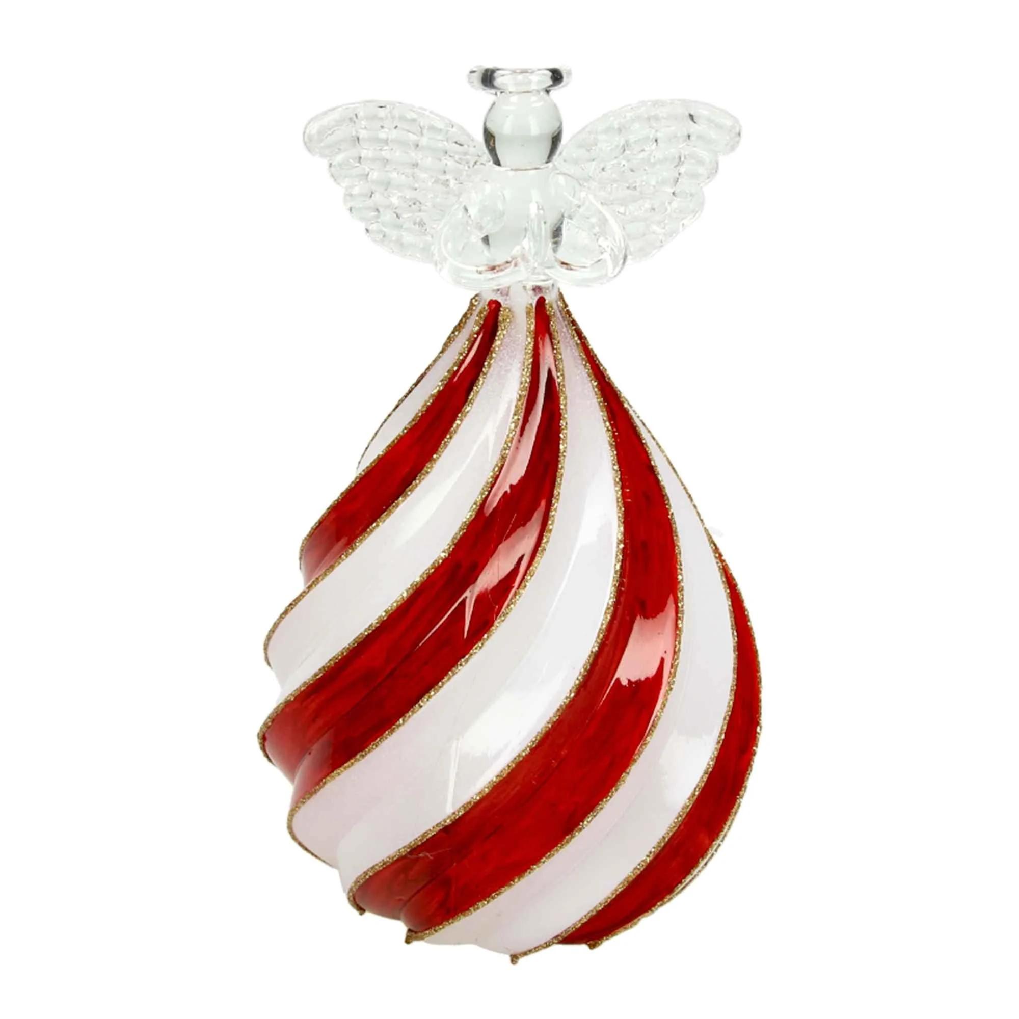 Tognana Angelo Bombato Natale con Led H 16 Cm Christmas Lollipop Vetro Bianco Rosso