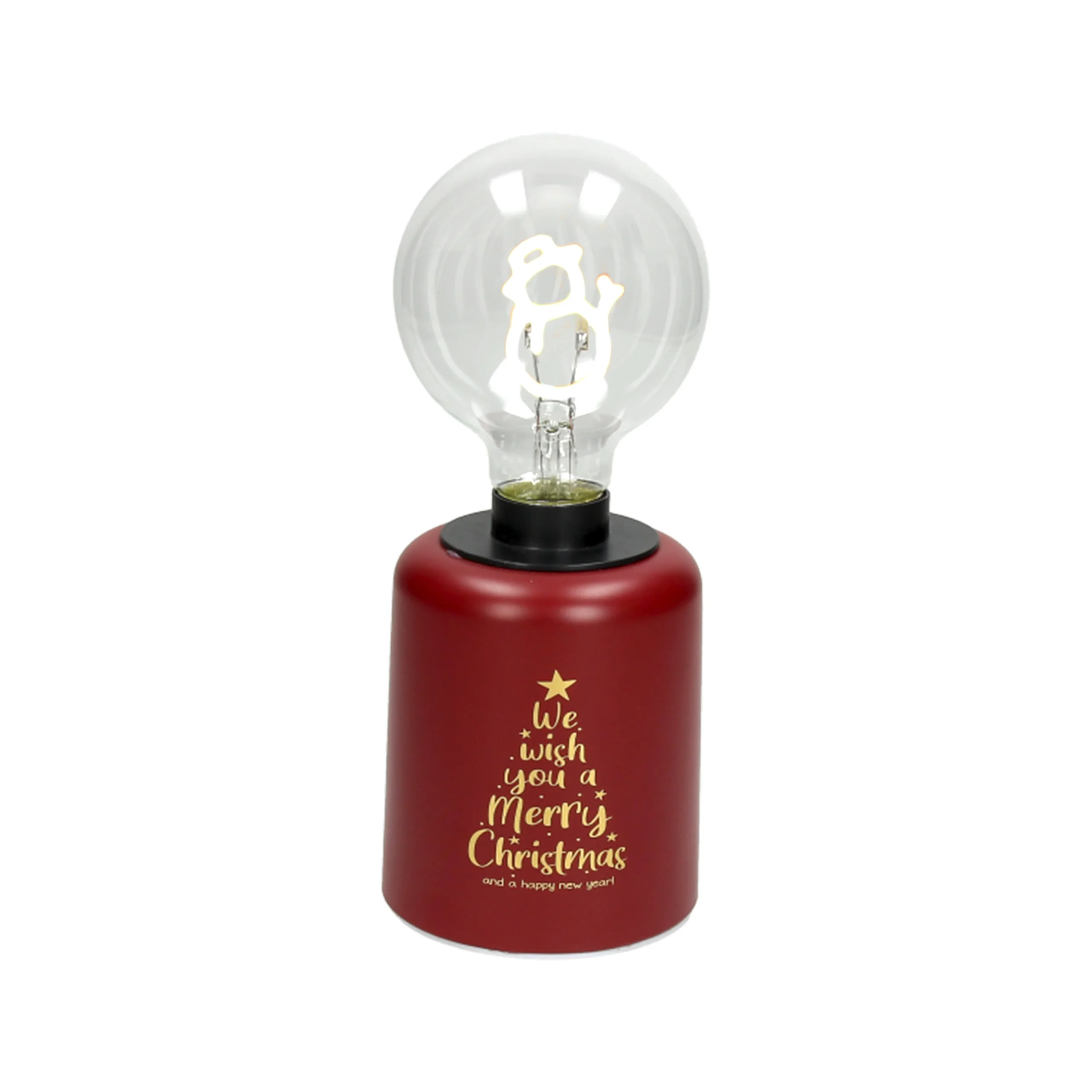 Tognana Lampada Snowman Natale con Led H 21 Cm Christmas Lamp Rosso