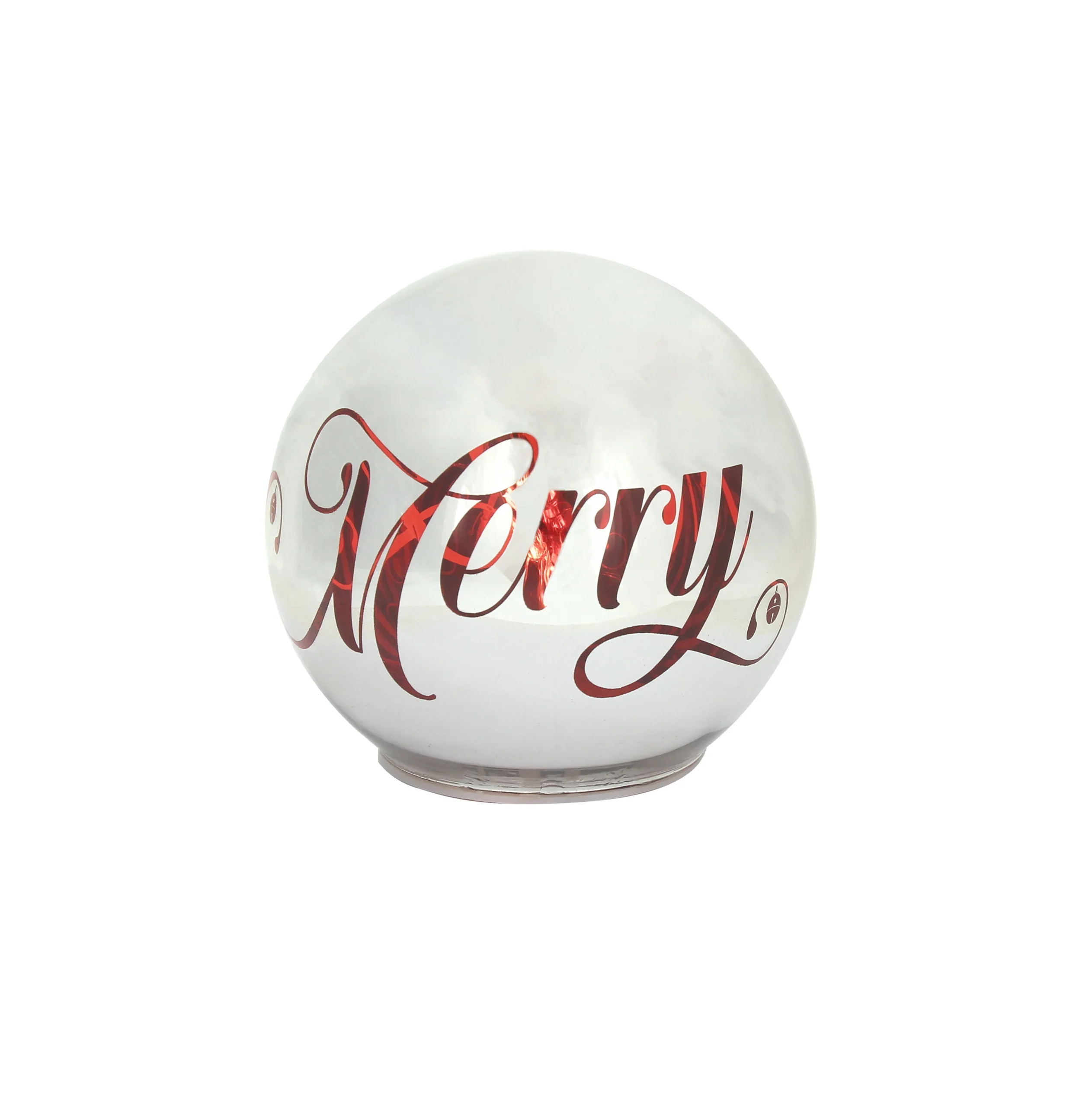 Tognana Sfera Natale con Led D 15 Cm Christmas Mirror silver Vetro Rosso