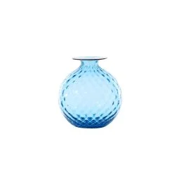 VASO MONOFIORE BALLOTON D.11 CM ACQUAMARE FILO ROSSO H.12,5 CM