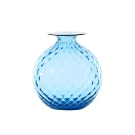 VASO MONOFIORE BALLOTON D.18 CM ACQUAMARE FILO ROSSO H.20,5 CM