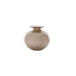 VASO MONOFIORE BALLOTON OPALINO D.12,5 CM MOKA-LATTIMO-FILO ROSSO H.12,5 CM