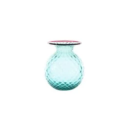 VASO BALLOTON FIORI D.11 CM VERDE MENTA-ROSSO H.13 CM
