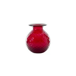 VASO BALLOTON FIORI D.11 CM ROSSO-VERDE MELA H.13 CM