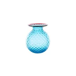 VASO BALLOTON FIORI D.11 CM ACQUAMARE-ROSSO H.13 CM