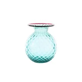 VASO BALLOTON FIORI D.14 CM VERDE MENTA-ROSSO H.16,5 CM