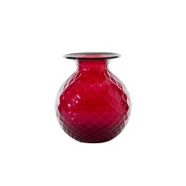 VASO BALLOTON FIORI D.14 CM ROSSO-VERDE MELA H.16,5 CM