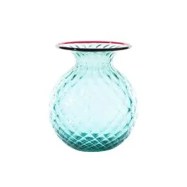 VASO BALLOTON FIORI D.18 CM VERDE MENTA-ROSSO H.21,3 CM