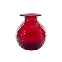 VASO BALLOTON FIORI D.18 CM ROSSO-VERDE MELA H.21,3 CM