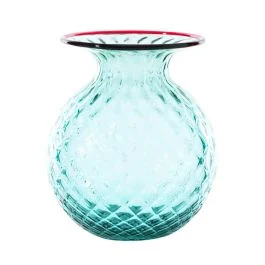 VASO BALLOTON FIORI D.21 CM VERDE MENTA-ROSSO H.24 CM