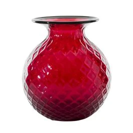 VASO BALLOTON FIORI D.21 CM ROSSO-VERDE MELA H.24 CM