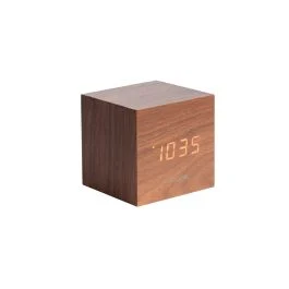 MINI CUBE OROLOGIO SVEGLIA A LED LEGNO SCURO
