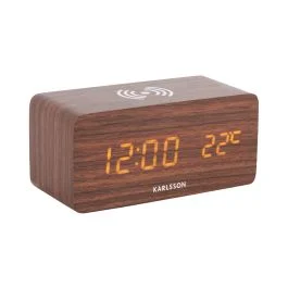 BLOCK OROLOGIO SVEGLIA CON CARICATORE WIRELESS SMARTPHONE LEGNO SCURO