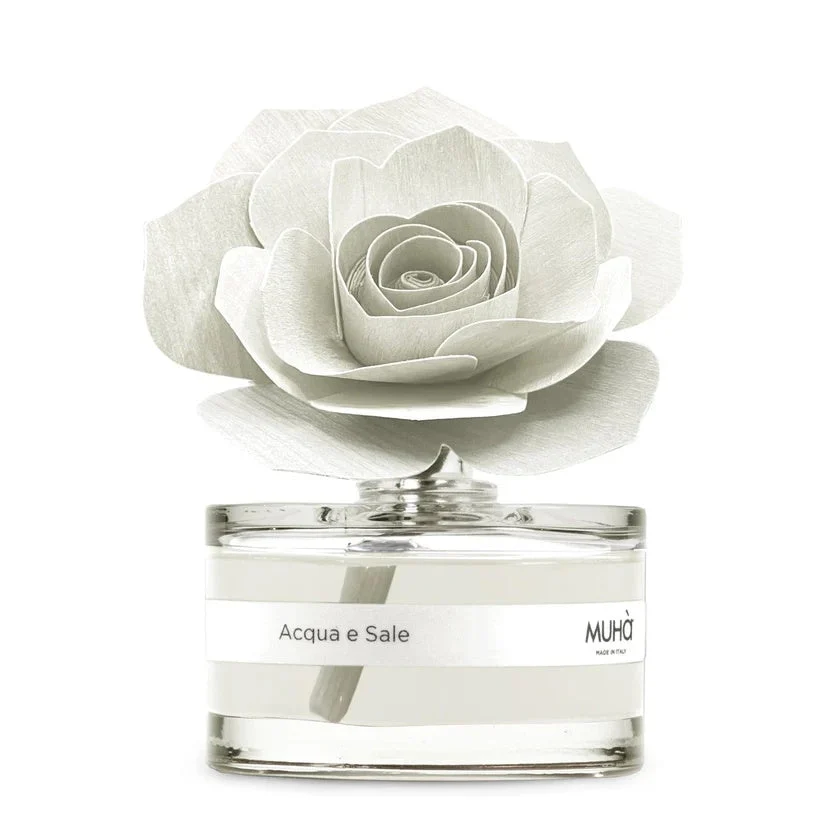 Muhà Profumatore Diffuser Rosa Bianca Bomboniera Acqua e Sale 50ml