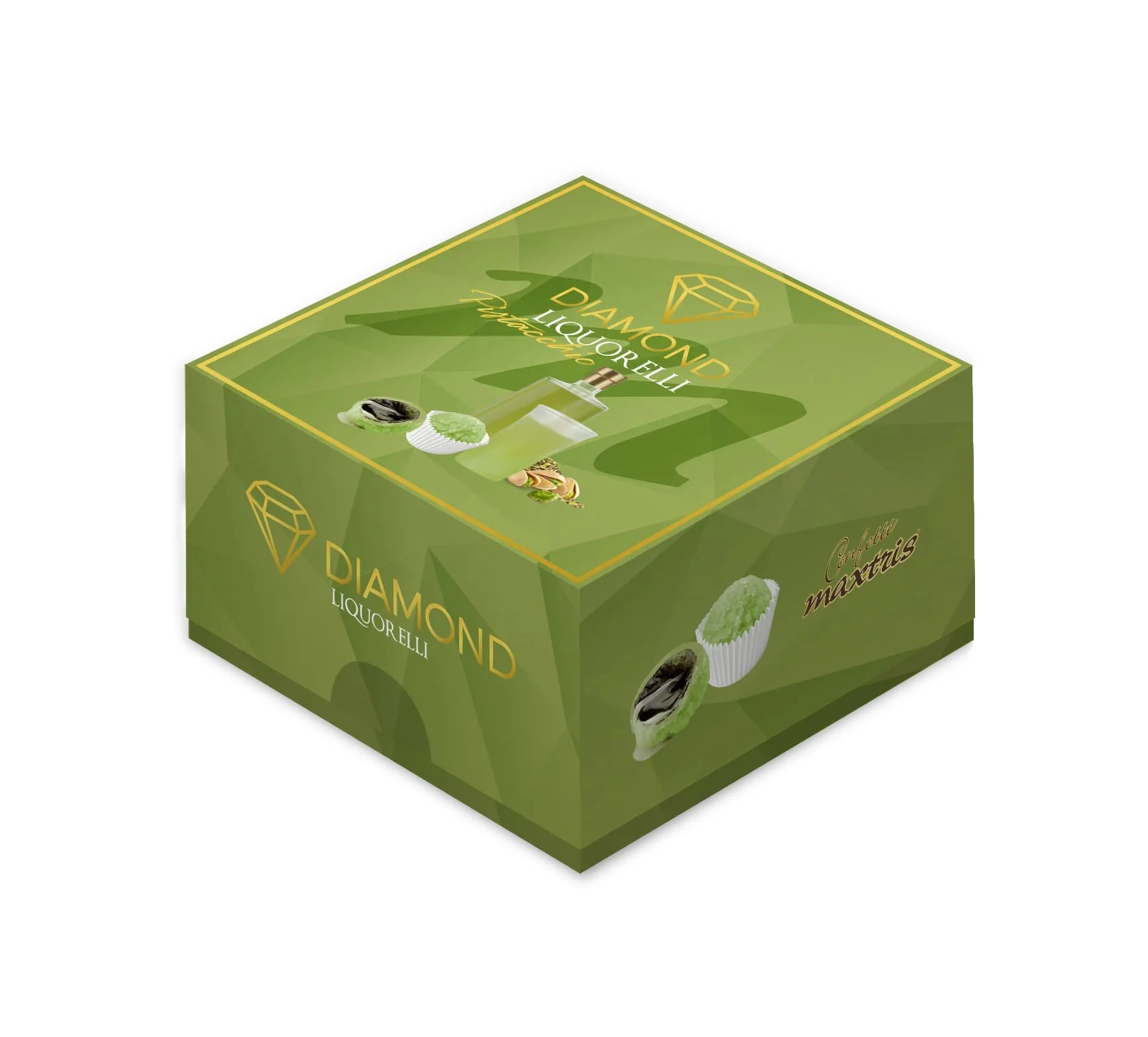Maxtris Diamond Liquorelli Pistacchio con Cioccolato Bianco 500 Gr