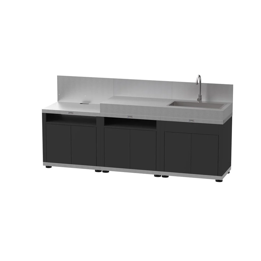 Le Marquier Cucina in Linea con 3 Elementi Finitura Top Nero