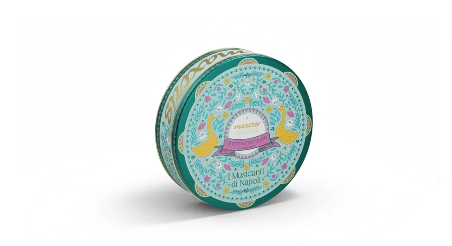 Maxtris Linea I Musicanti di Napoli Tamburo in Latta 300 Gr Ovette Assortiti