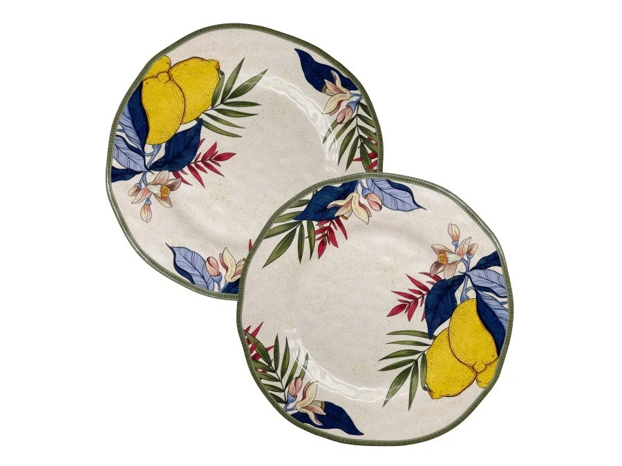 ROSE & TULIPANI Limù Set 2 Piatti Piani D 27 Cm Agrumi Melamina