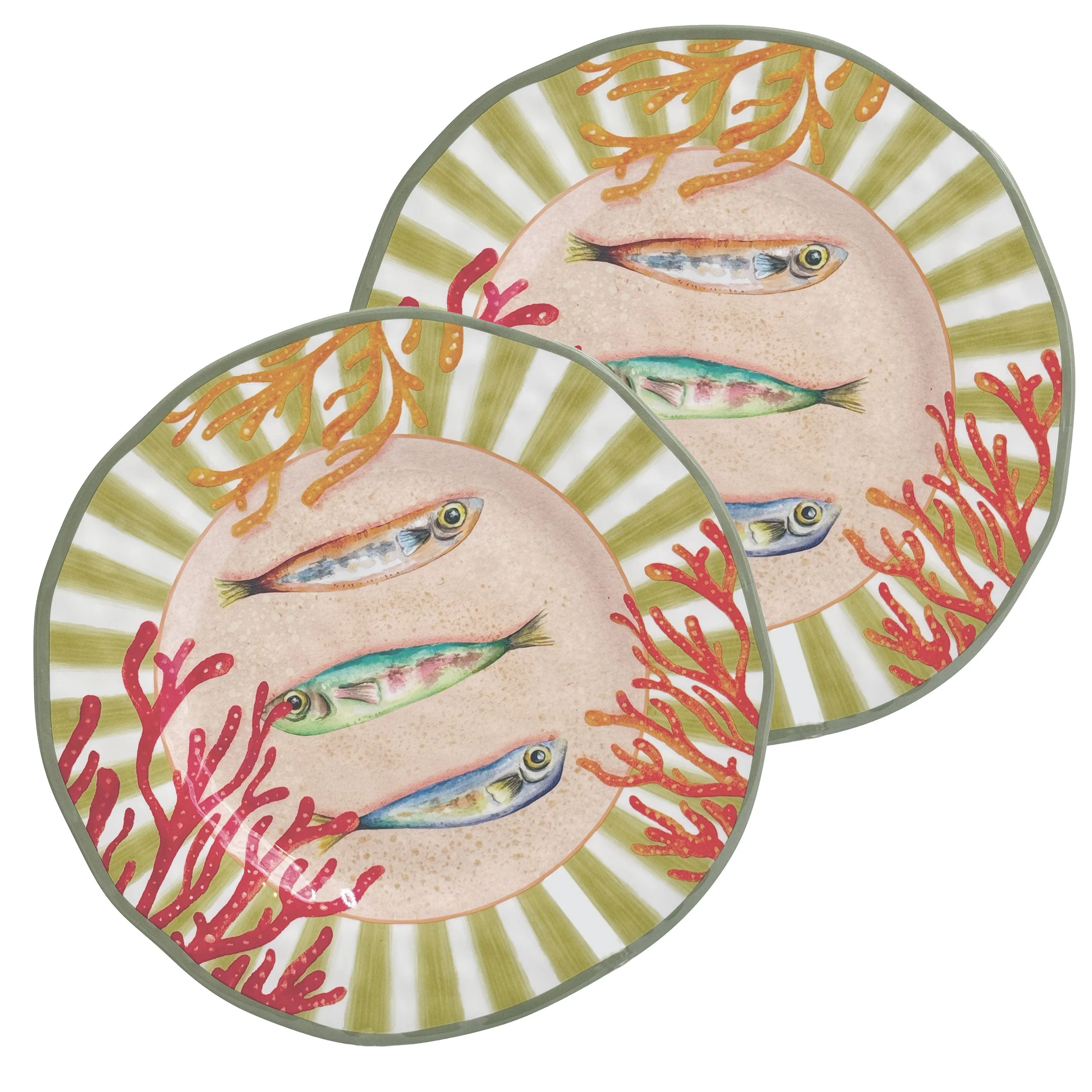 ROSE & TULIPANI Litorale Set 2 Piatti Piani D 27 Cm Corallo Alice Melamina