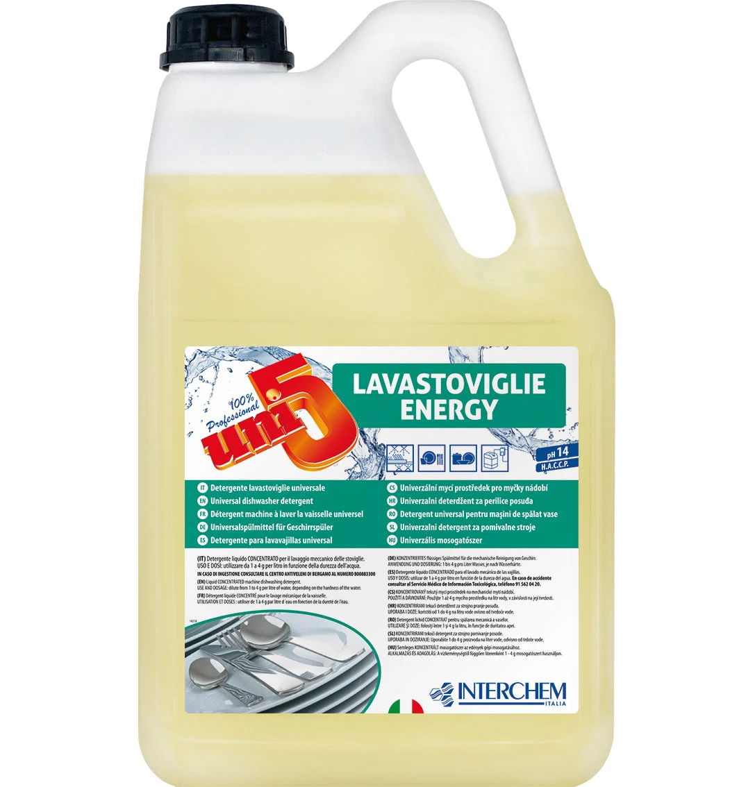 Interchem Italia Uni5 Detergente Lavastoviglie Energy Concentrato Uso Professionale 6 Kg