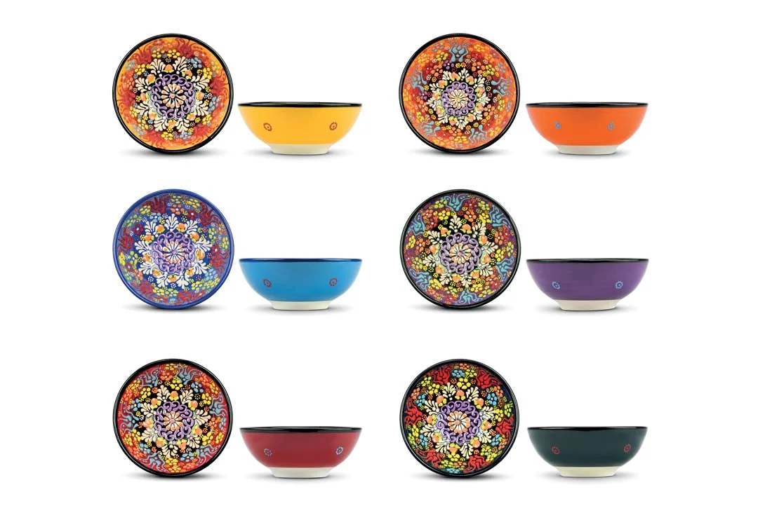 WD LifeStyle Set 6 Coppette Ceramica con Decoro a Rilievo Multicolor