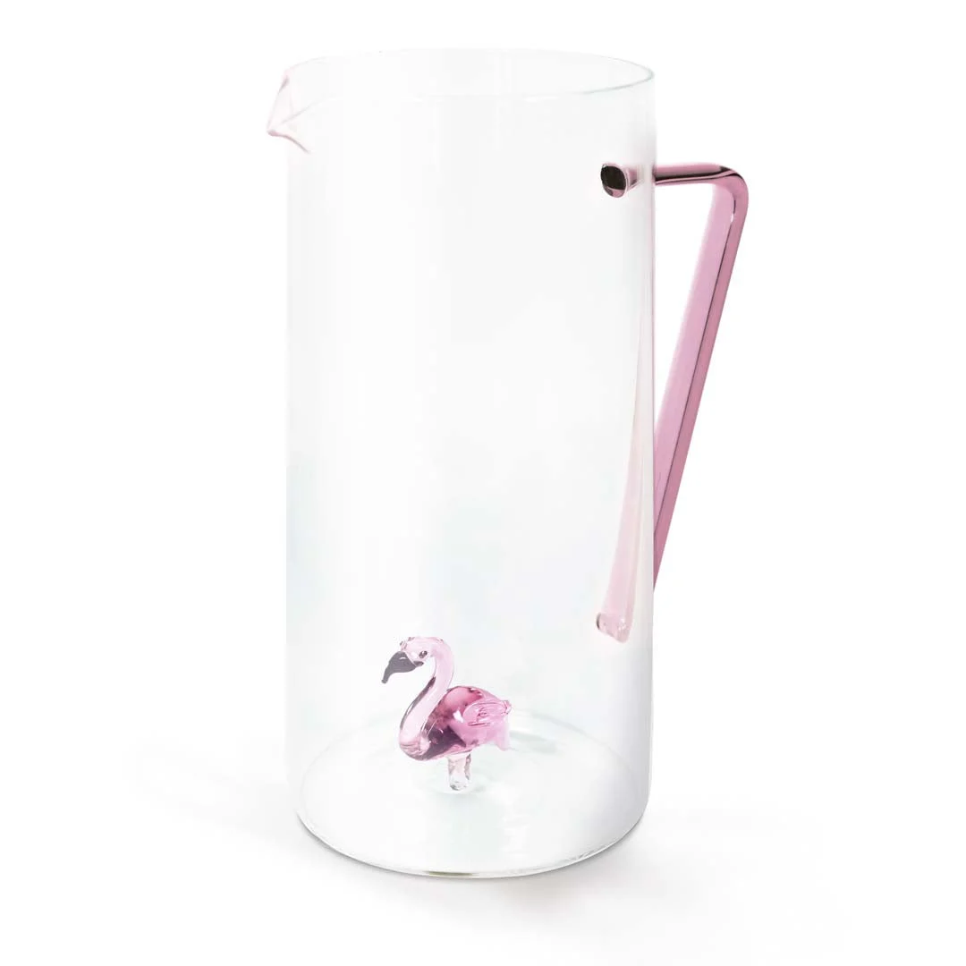 WD LifeStyle Caraffa Vetro Borosilicato Cc 1,2 Lt Decoro Fenicottero