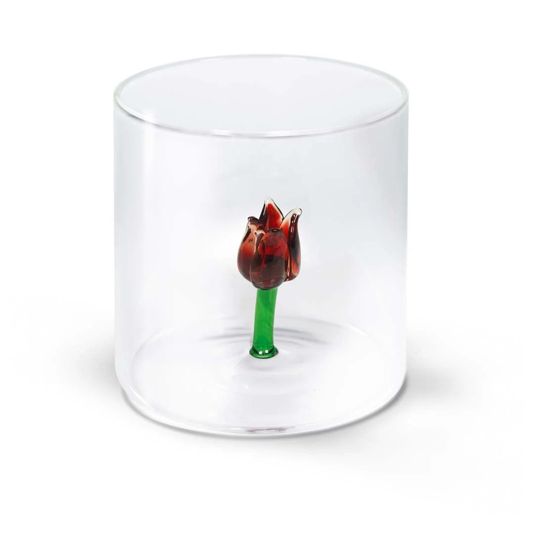 WD LifeStyle Bicchiere Vetro Borosilicato Cc 250 ml Decoro Tulipano