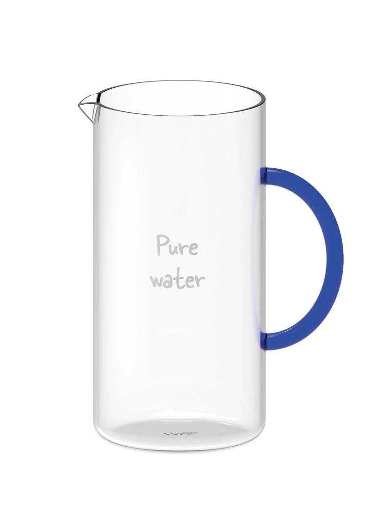 WD LifeStyle Caraffa Vetro Borosilicato Pure Water 1,3 Lt Manico Blu