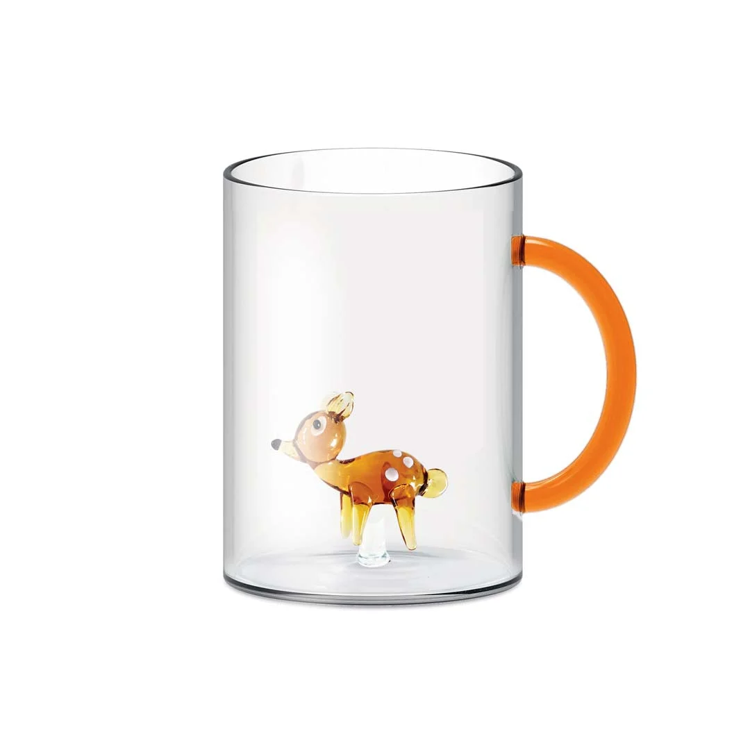 WD LifeStyle Tazza Vetro Borosilicato Cc 420 ml Decoro Cerbiatto