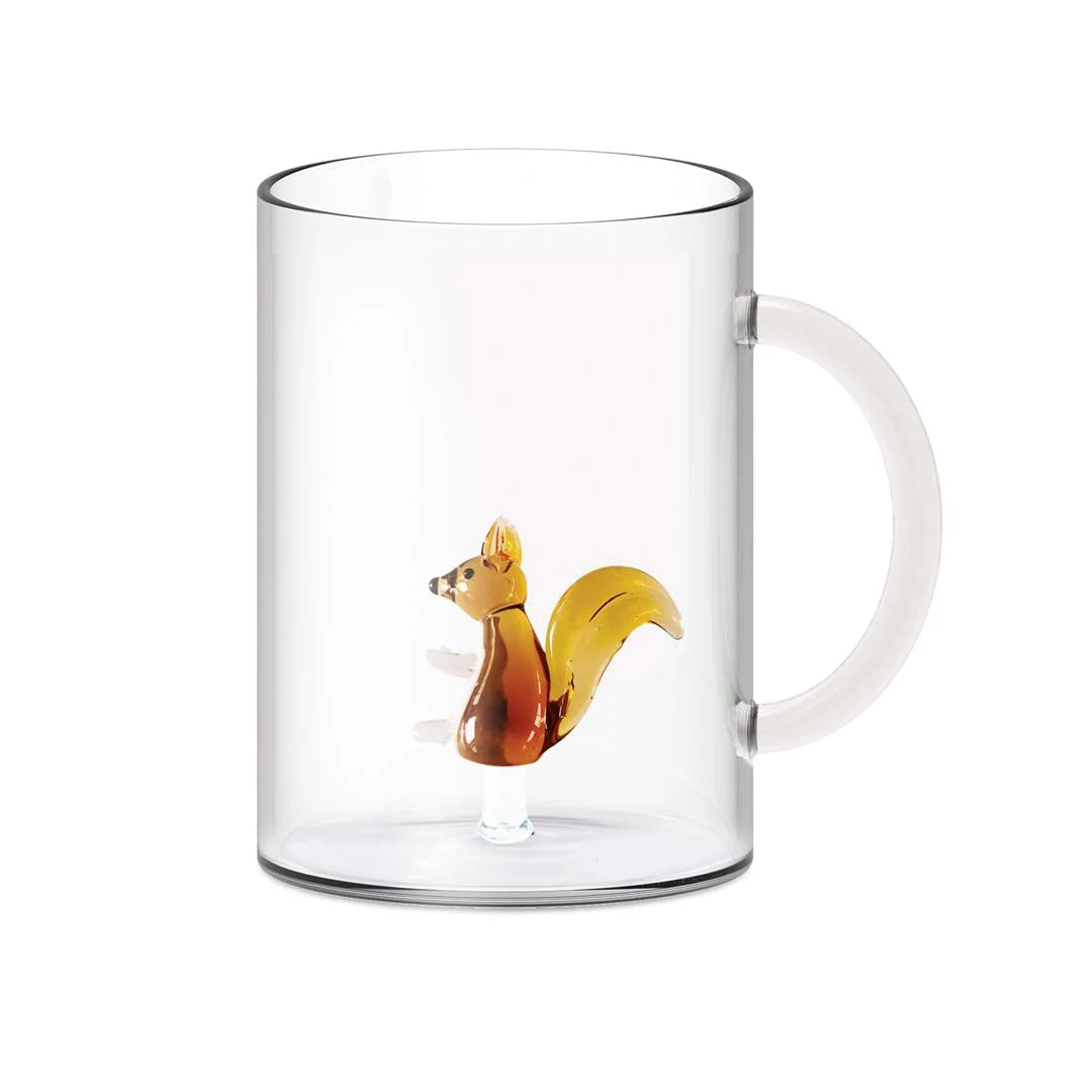 WD LifeStyle Tazza Vetro Borosilicato Cc 420 ml Decoro Scoiattolo