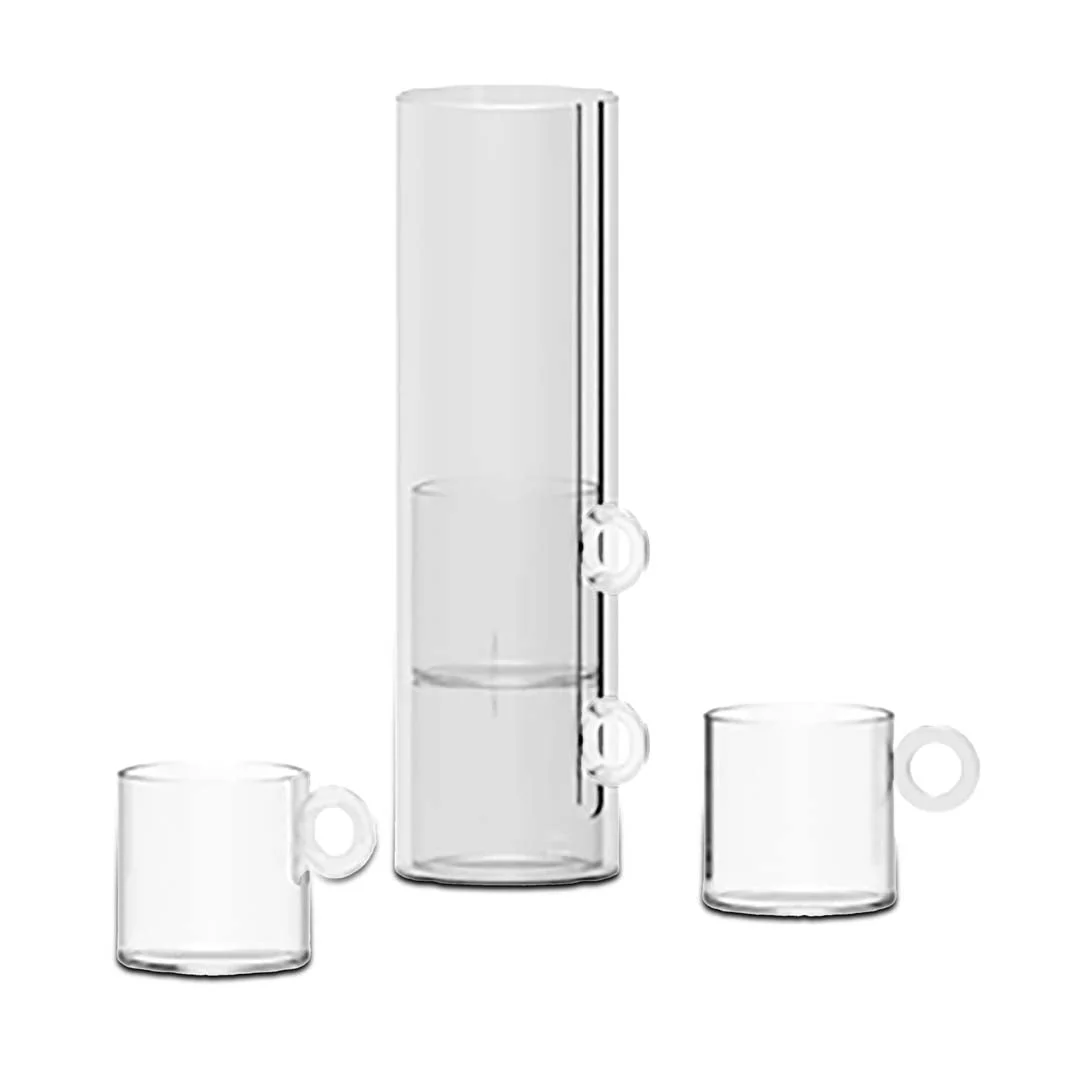 WD LifeStyle Set 4 Tazze Vetro Borosilicato Cc 100 Ml Manico ad Anello Bianco