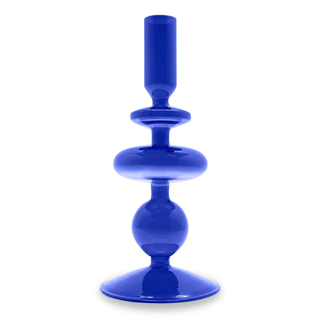 WD LifeStyle Portacandele Vetro Borosilicato H 20 Cm Colore Blu