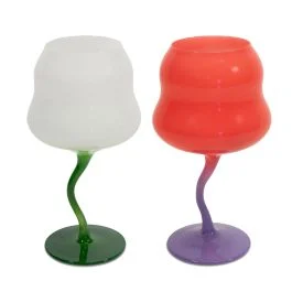 SAMARCANDA SET 2 CALICI COCKTAIL BIANCO-VERDE ROSA-VIOLA 450 ML