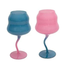 SAMARCANDA SET 2 CALICI COCKTAIL ROSA-AZZURRO AZZURRO-ROSA 450ML